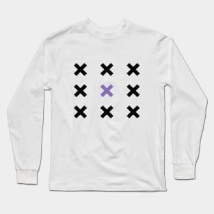 Black and Purple X Pattern Long Sleeve T-Shirt